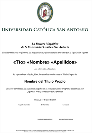 Título Universidad Católica de Murcia